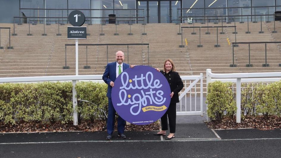 Christian Logue, CEO of Little Lights Liverpool with Liz Jacob, Aintree Racecourse Partnerships Manager