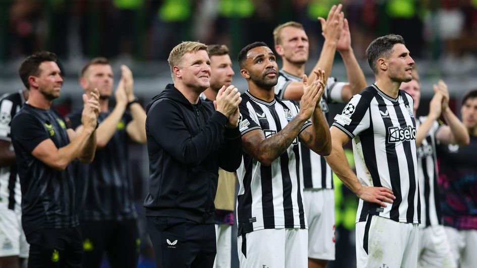 Newcastle applaud their fans following the San Siro draw