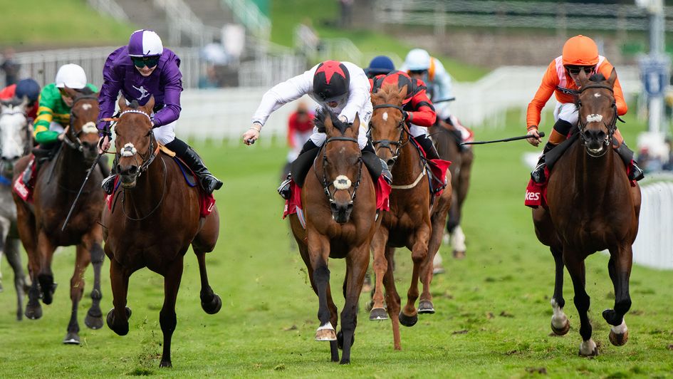 A Piece Of Heaven (centre) wins the Chester Cup