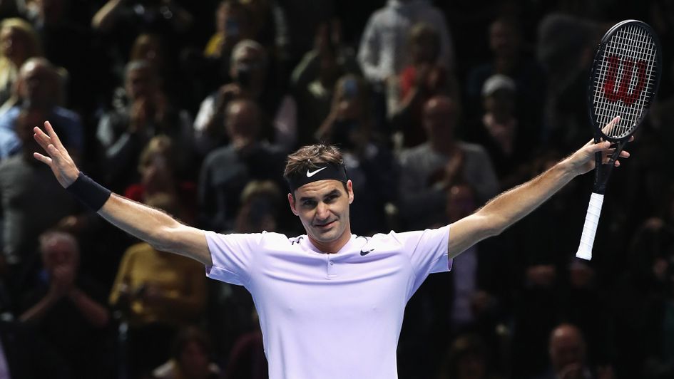 Roger Federer celebrates another victory