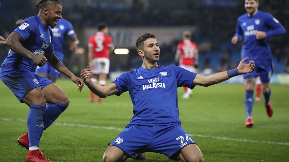 Marko Grujic of Cardiff celebrates