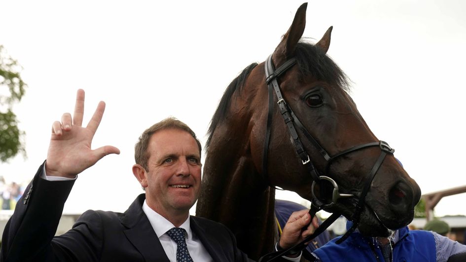Charlie Appleby celebrates his third 2000 Guineas win of the spring