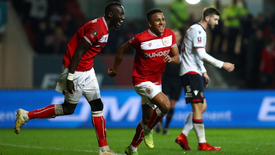 Niclas Eliasson celebrates his goal for Bristol City against Bolton in the FA Cup