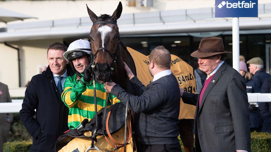 Nicky Henderson celebrates with Jonbon