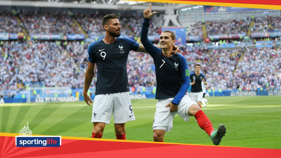 Antoine Griezmann celebrates after scoring against Argentina