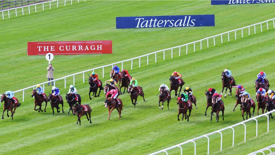 Baby Power (yellow and blue silks) wins at the Curragh