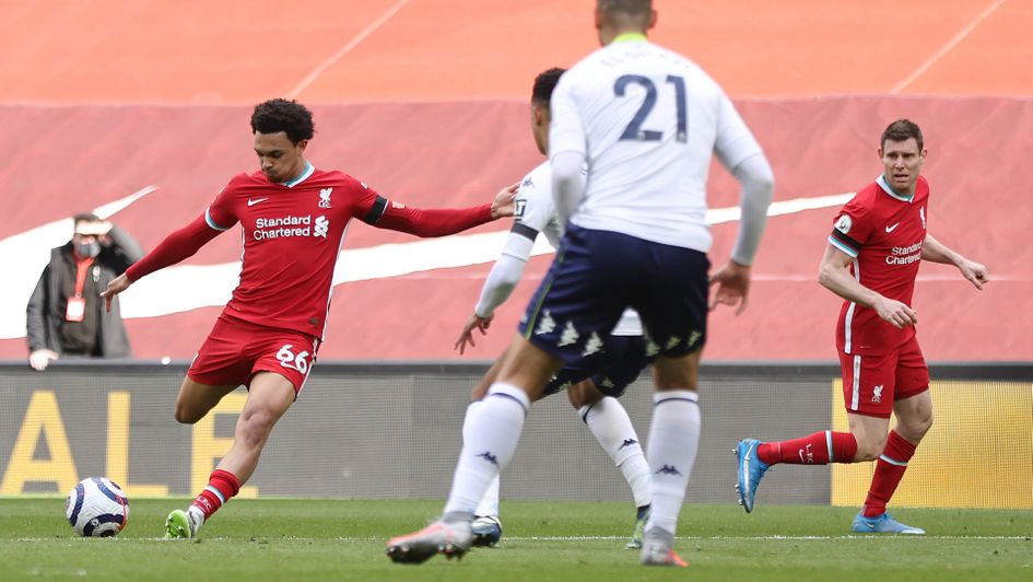 Trent Alexander-Arnold scores against Aston Villa