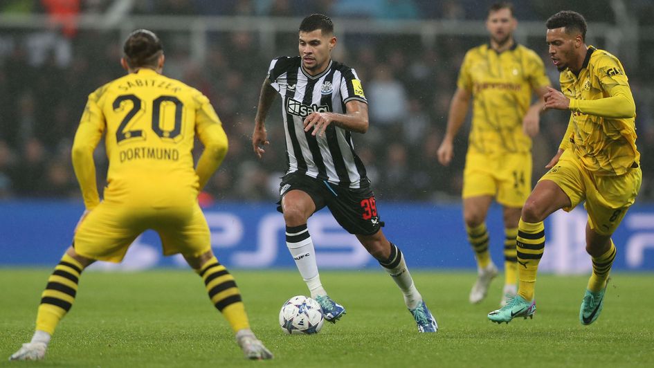 Bruno Guimaraes in action against Dortmund