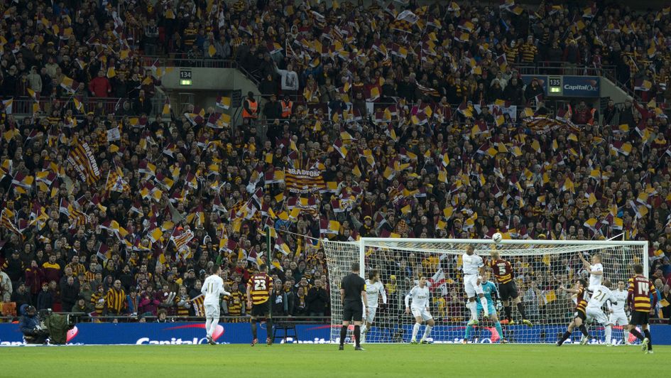 Bradford fans at Wembley during the 2013 League Cup final