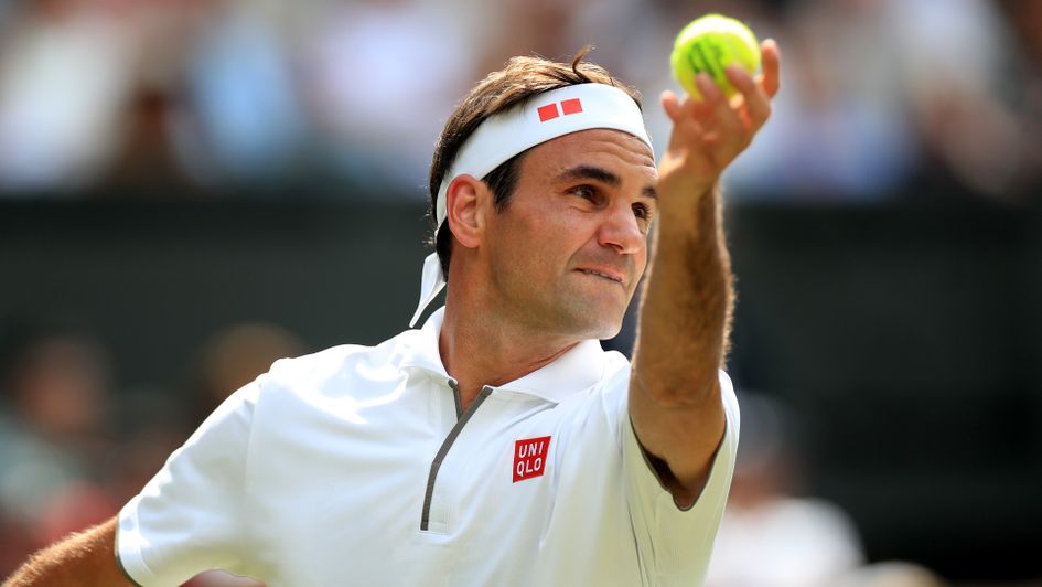 Roger Federer in action at Wimbledon