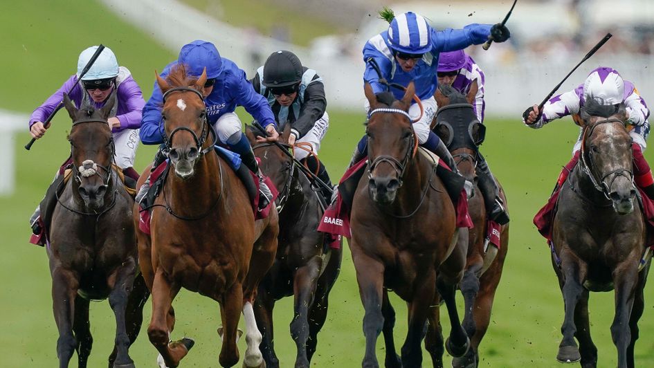 Baaeed beats Modern Games into second in the Qatar Sussex Stakes