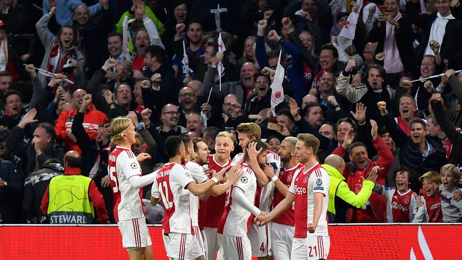 Ajax celebrate against Tottenham