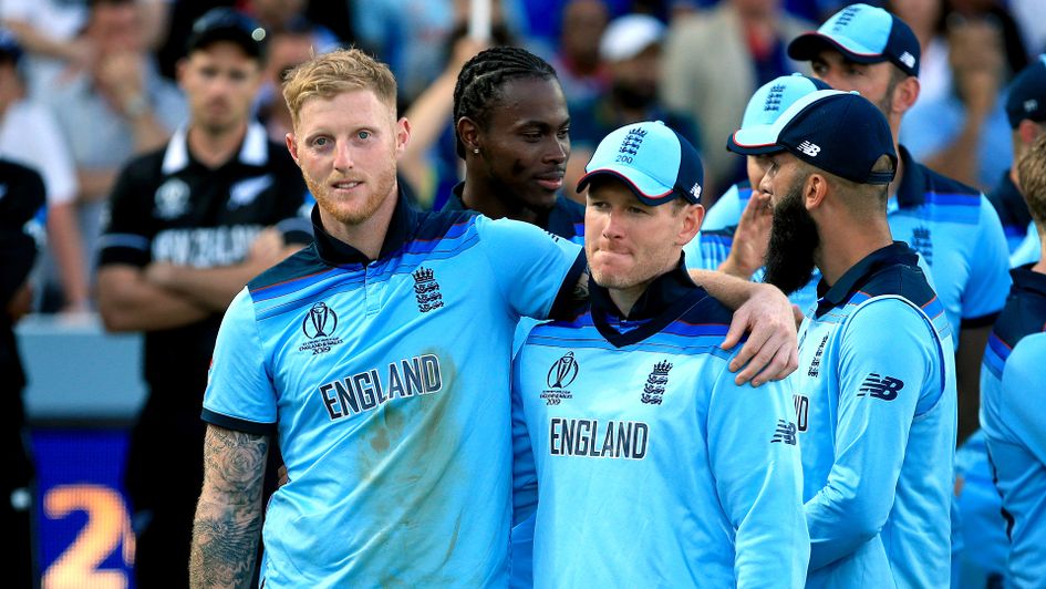Ben Stokes and Eoin Morgan celebrate World Cup glory