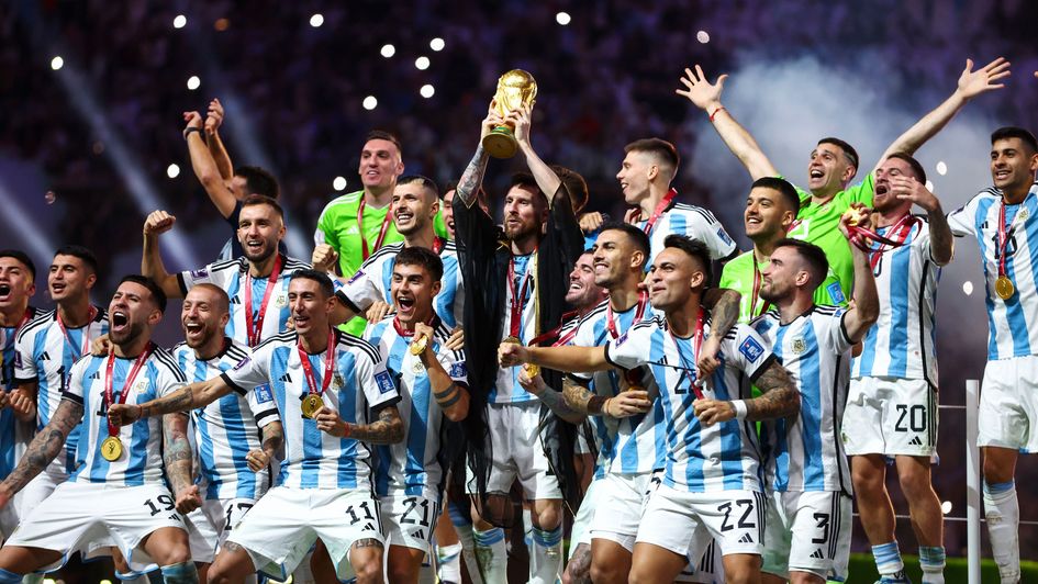 Argentina captain Lionel Messi lifts the World Cup