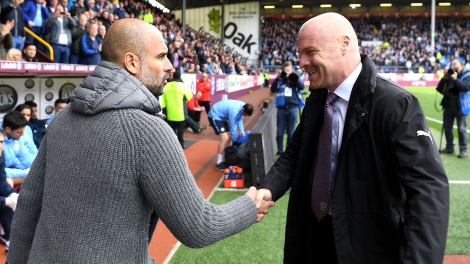 Pep Guardiola and Sean Dyche shake hands