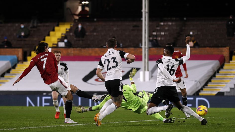Edinson Cavani scores against Fulham