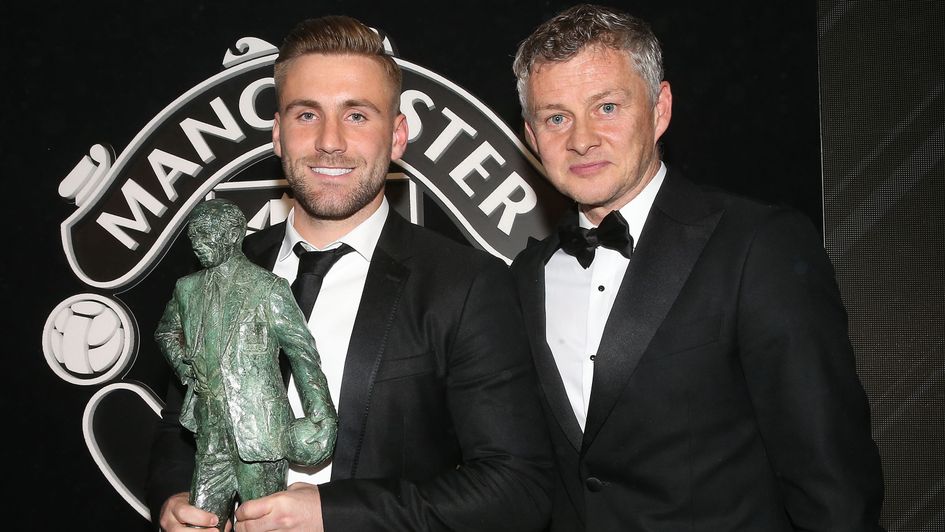 Luke Shaw receives his Man United Player of the Year award