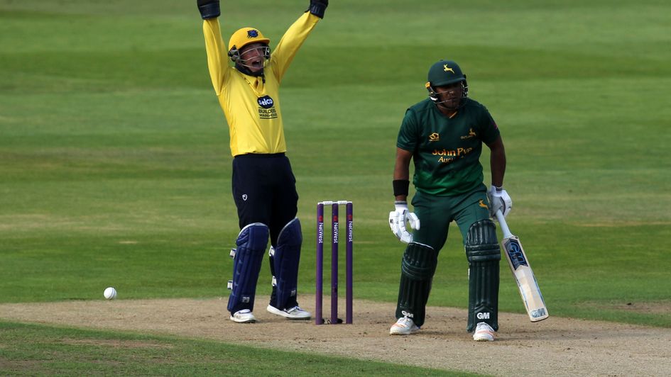 Tim Ambrose of Birmingham Bears appeals