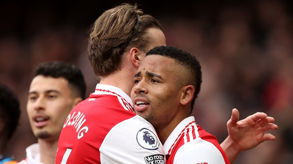 Rob Holding celebrates Gabriel Jesus' goal