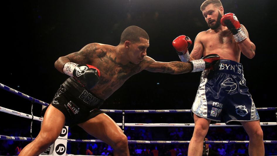 Conor Benn lands with a left