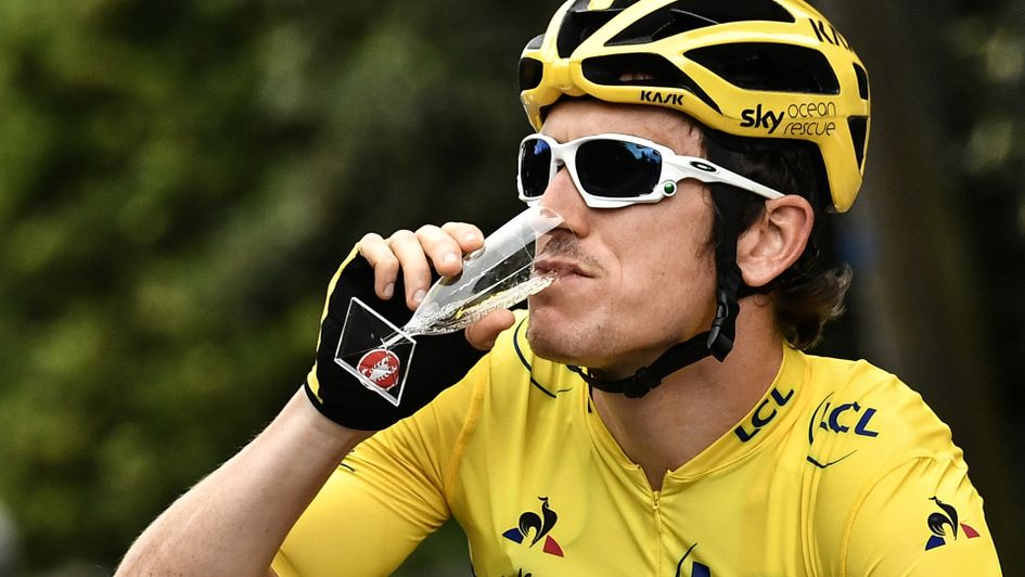 Geraint Thomas sips champagne en route to Tour de France glory