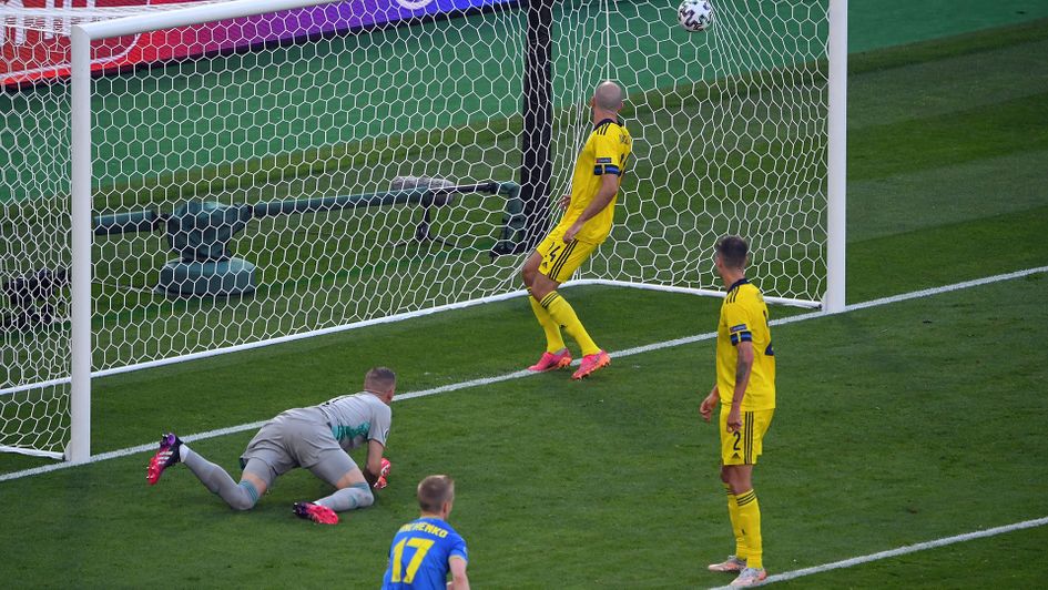 Oleksandr Zinchenko scores against Sweden at Euro 2020