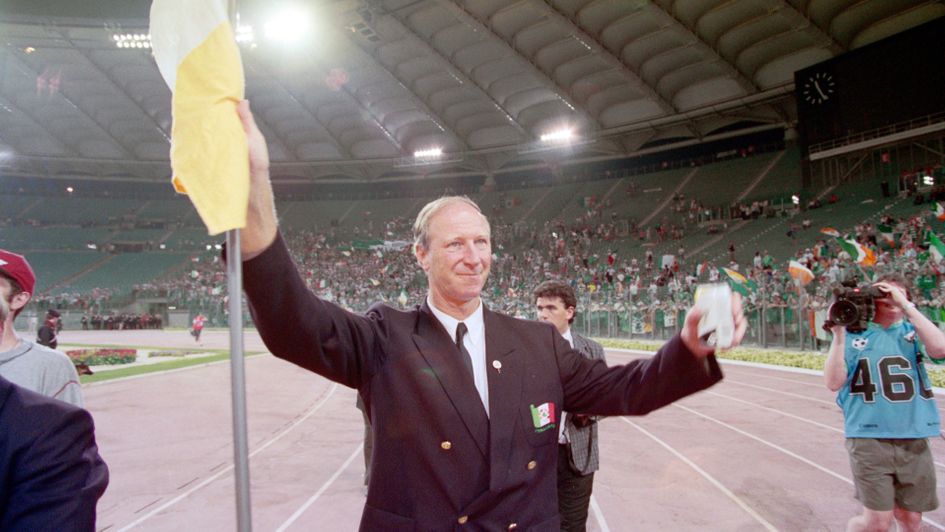 Jack Charlton: Manager pictured greeting Republic of Ireland supporters at the 1990 World Cup