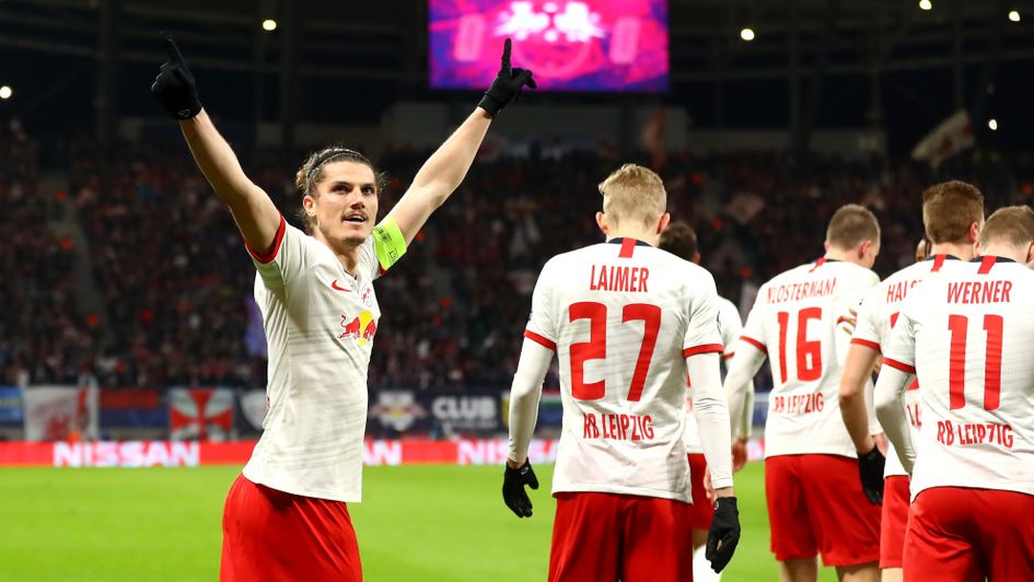 Marcel Sabitzer: RB Leipzig star celebrates his second strike against Tottenham in the Champions League