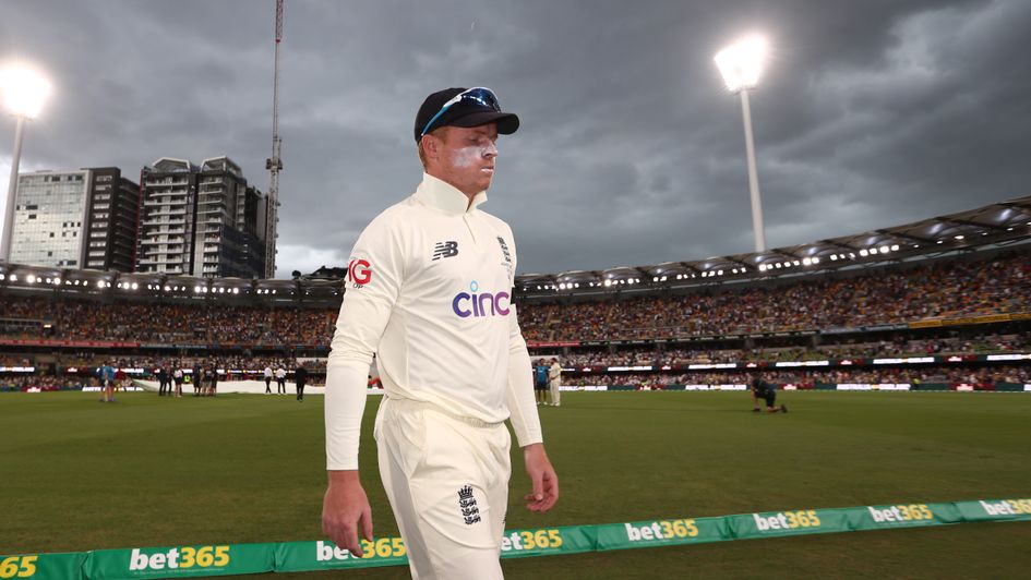 Ollie Pope leaves the field