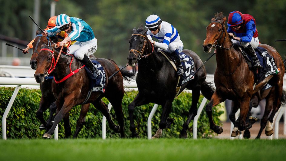 Romantic Warrior (left) lands the HK Cup