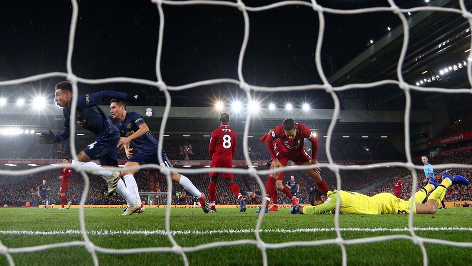 Jesse Lingard scores for Manchester United against Liverpool after Alisson's error