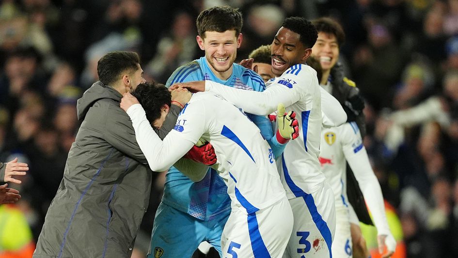Leeds celebrate with Pascal Struijk