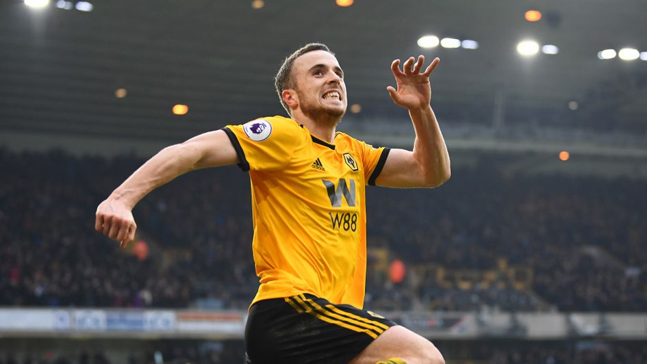 Diogo Jota celebrates for Wolves