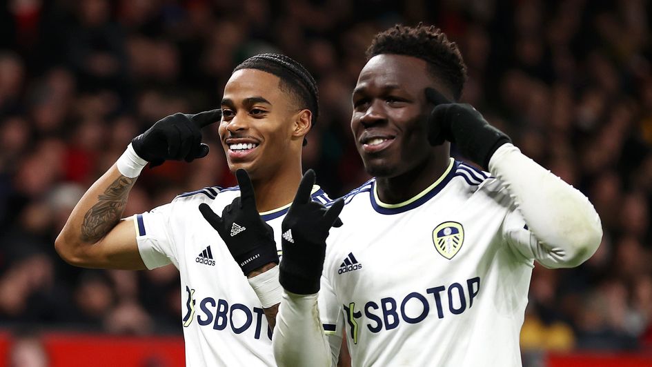 Leeds celebrate at Old Trafford
