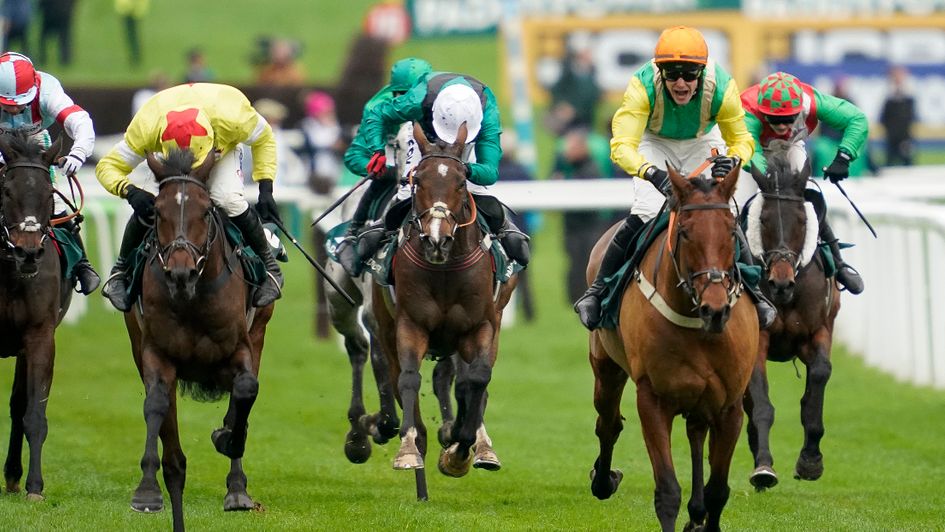 Ryan Mania celebrates as Midnight Shadow wins the Paddy Power Gold Cup