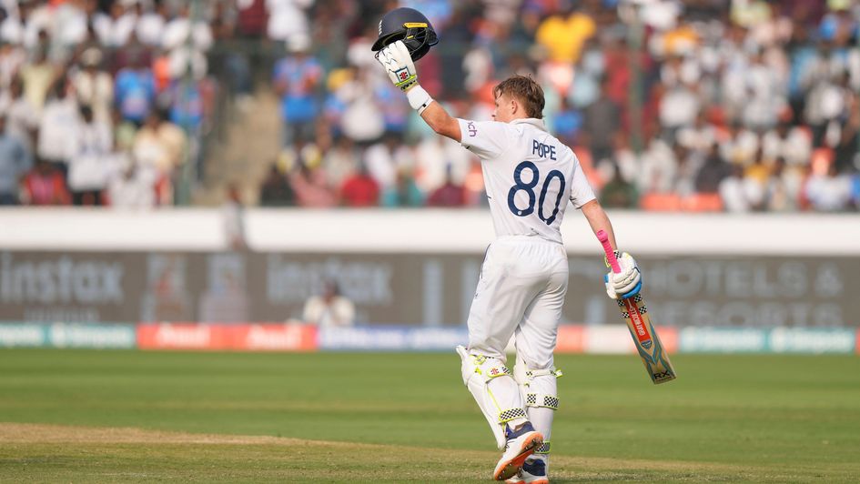 Ollie Pope celebrates his magnificent century