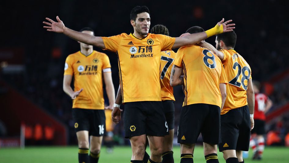Raul Jimenez celebrates his second goal against Southampton, as Wolves go 3-2 up