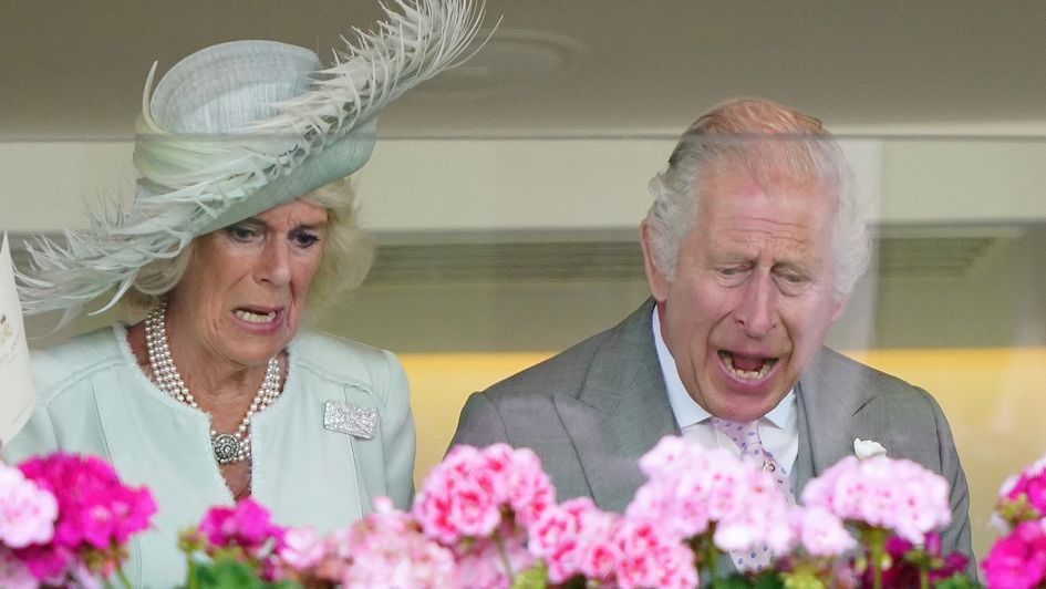King Charles III and Queen Camilla celebrate as Desert Hero wins