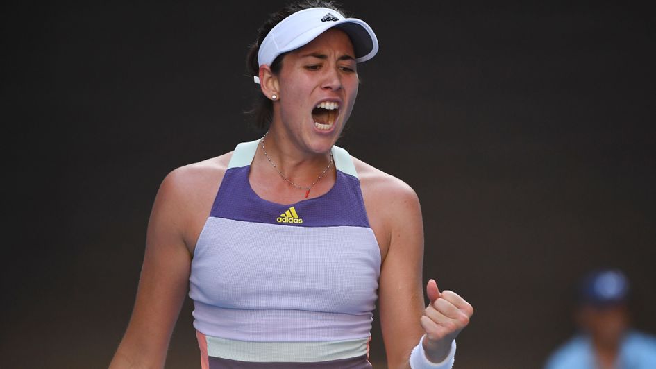Garbine Muguruza: Celebrations during her Australian Open semi-final victory over fourth seed Simona Halep