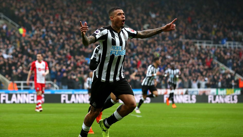 Kenedy celebrates after scoring for Newcastle