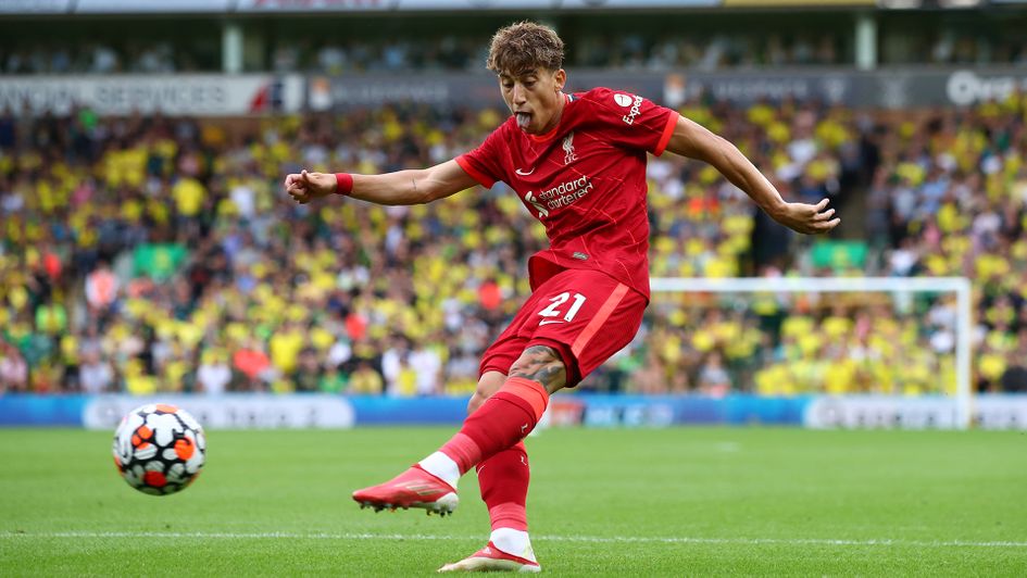 Konstantinos Tsimikas in action against Norwich