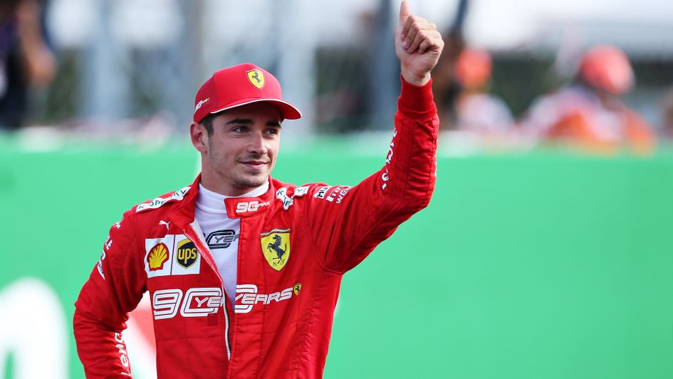 Charles Leclerc: Ferrari driver celebrates after securing pole position for the Italian Grand Prix at Monza