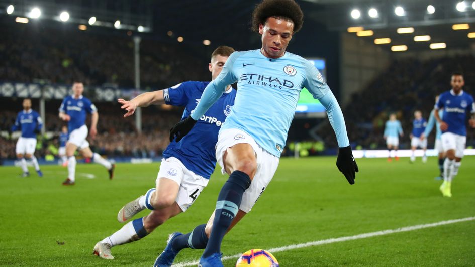 Leroy Sane in action for Manchester City against Everton