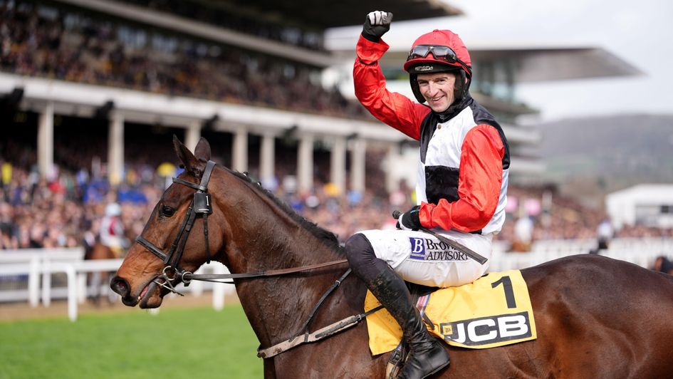Patrick Mullins celebrates on Apolon De Charnie