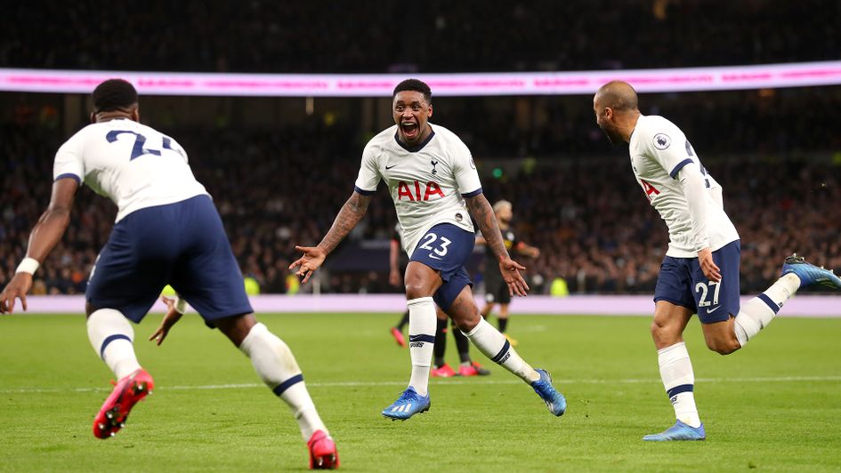 Steven Bergwijn celebrates his debut goal against Manchester City