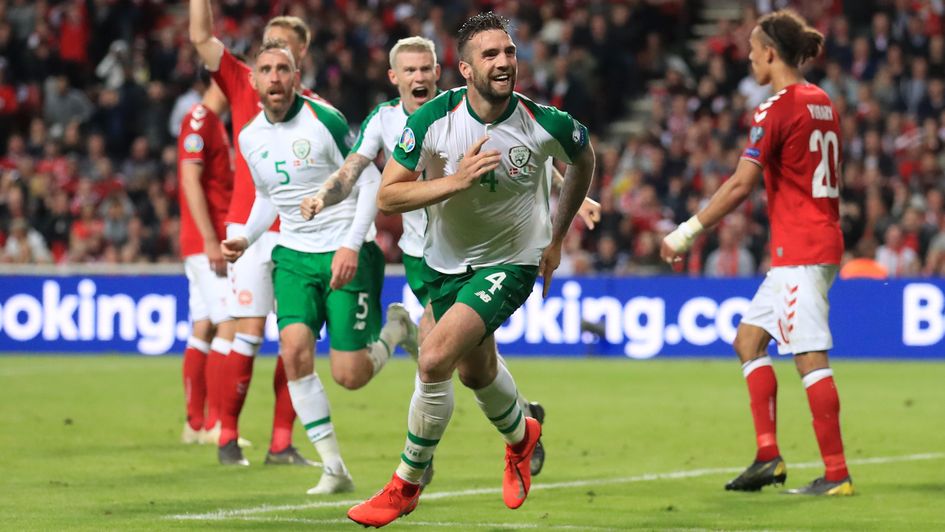 Shane Duffy: Celebrations for the Republic of Ireland defender after scoring against Denmark