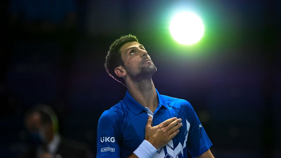 Novak Djokovic en route to victory on Monday