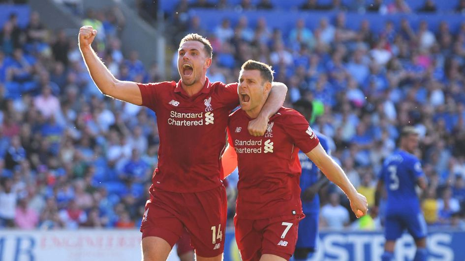 Jordan Henderson and James Milner celebrate for Liverpool