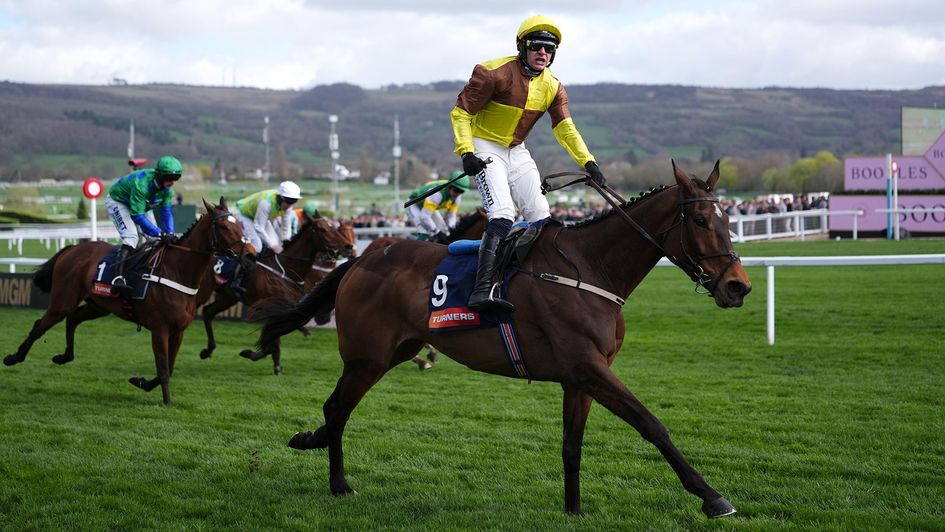 Paul Townend celebrates on King Rasko Grey after winning the Turners