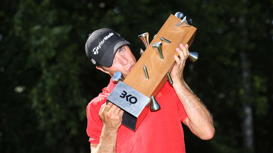 Guido Migliozzi celebrates winning the Belgian Knockout on the European Tour
